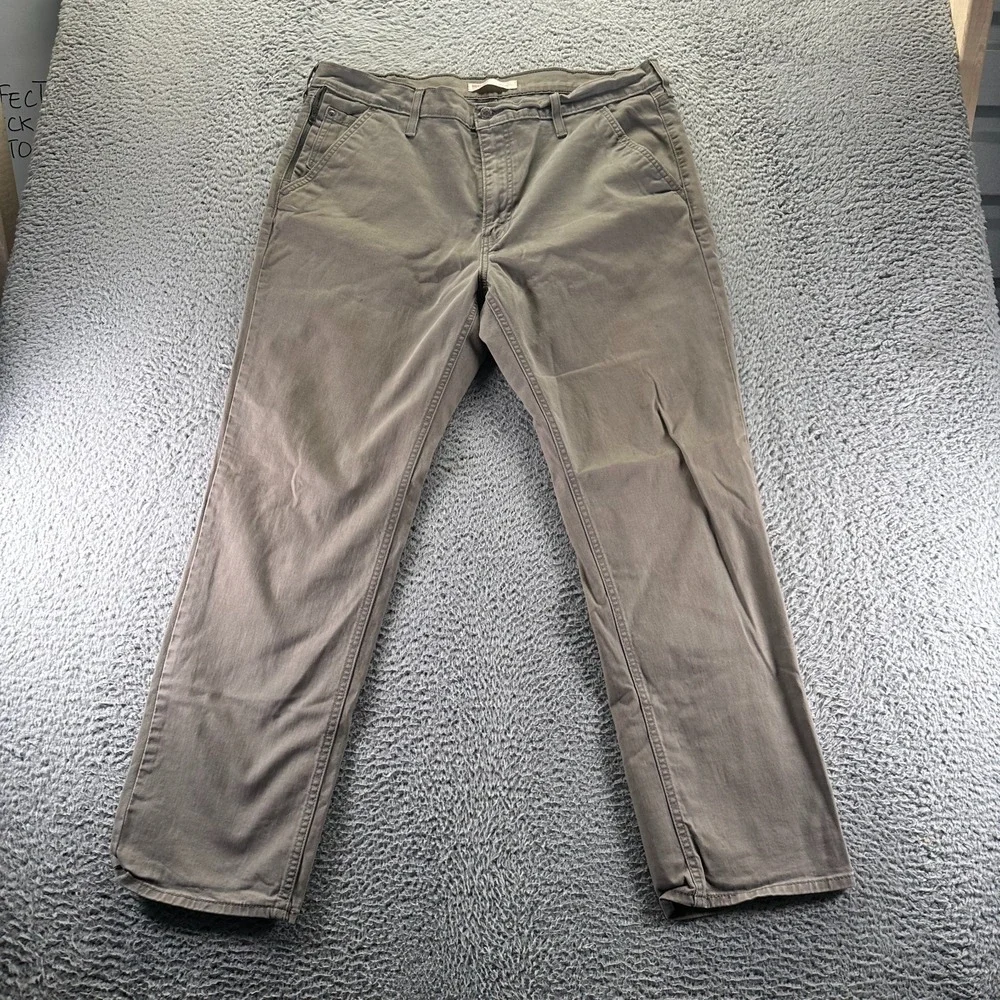 Signature By Levi Strauss‎ Pant Mens 38x32 Gray Cotton Khakis Straight Athletic